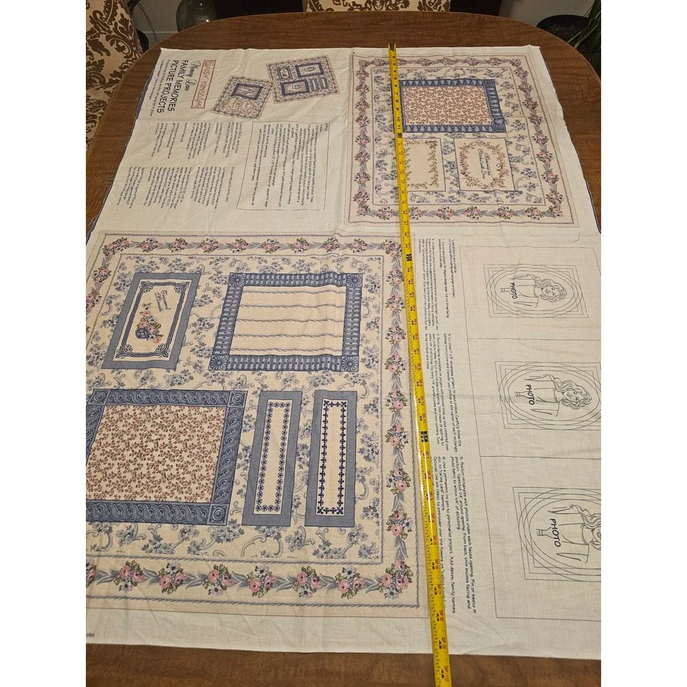 Vtg Daisy Kingdom Fabric #3548 Picture Project Panel 1996 USA Floral Blue 34x45